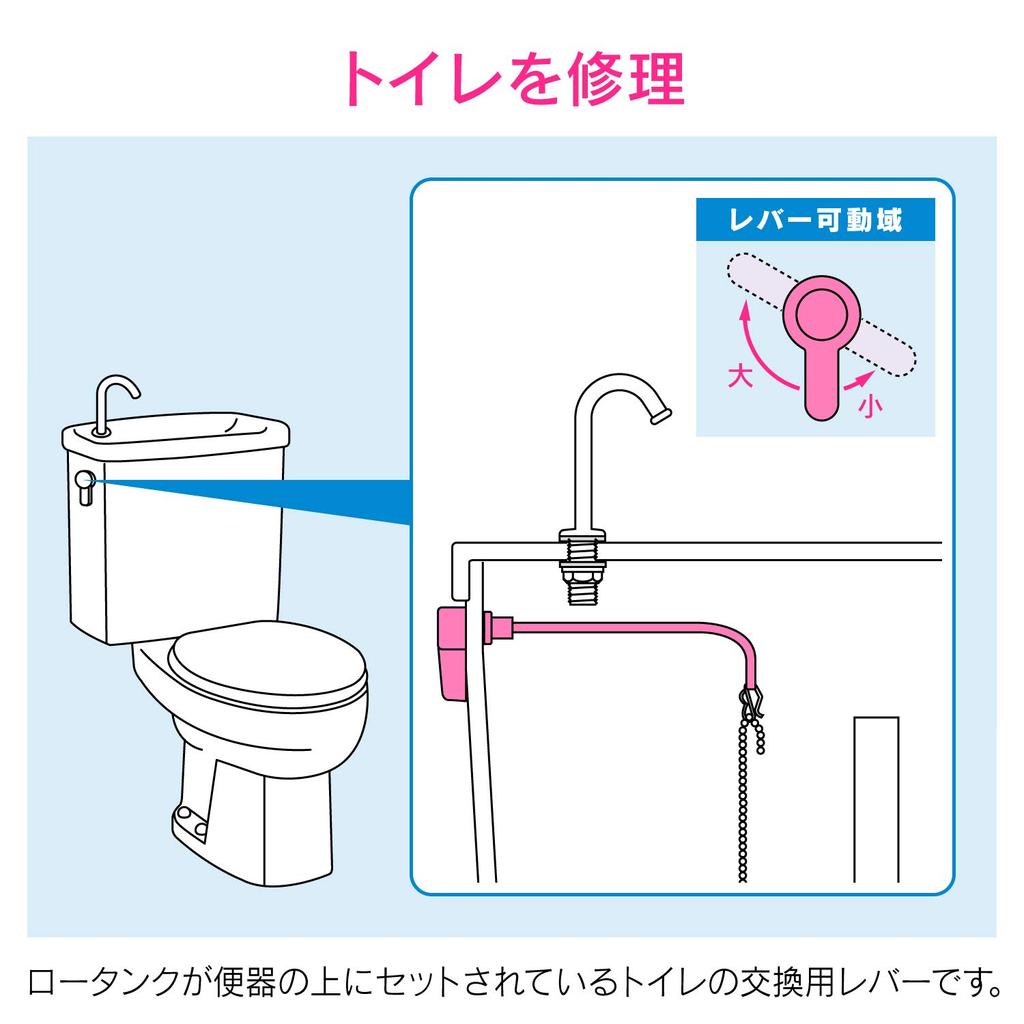 Gaona - This Is Great! Toilet Lever Handle for Close-coupled Low-tank Toilets, with Large/small Water Flow Setting, Replacement Part, Chrome Finish, G