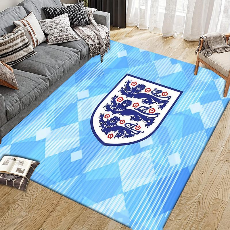 England National Men's Football Team Flannel Pattern Square Carpet,Area Rug,Carpet Rug for Living Room Bedroom Sofa Playroom Decor,Non-slip Floor Mat