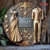 Vintage Metal Wall Art Round Retro Sign 2D Flat Print Bathroom Decor Iron Art Deco Plaque Easy Hang 7.87 Inch