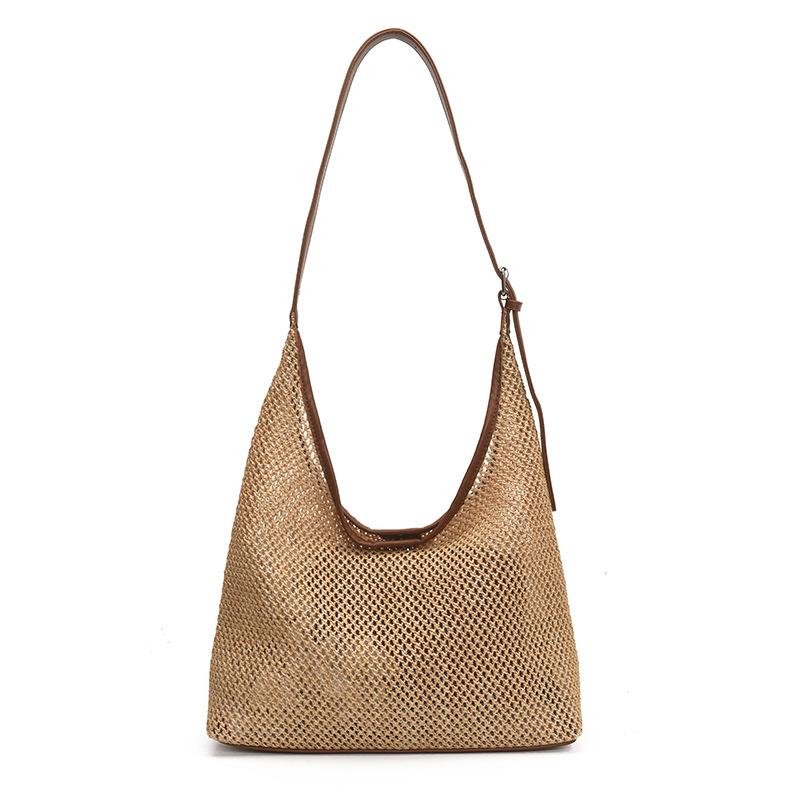 Large Capacity Straw Bag Women's 2025 New Summer Shoulder Tote Bag Seaside Beach Vacation Woven Bag
