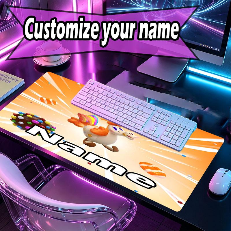 Custom Name Personalized Candy Crush Saga Pattern Mousepad, Laptop PC Desk Mat, Decorative Desk Mat for Home Keyboard Pad Gift