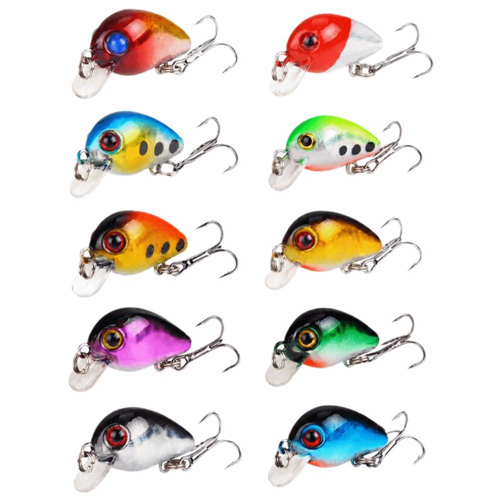 10PCS with 3D  Eyes Fishing Crankbaits ABS Fishing Lures Durable Sinking Lures  Freshwater Fishing