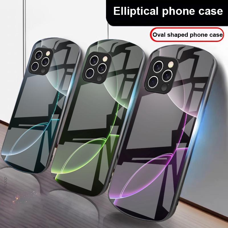 Semicerc Geometric Pentru iPhone 16 Pro Max 15 Pro 14 13 12 Mini 11 XS Max XR 7 8 Plus SE 2022 Carcasă de Telefon Ovală din Sticlă