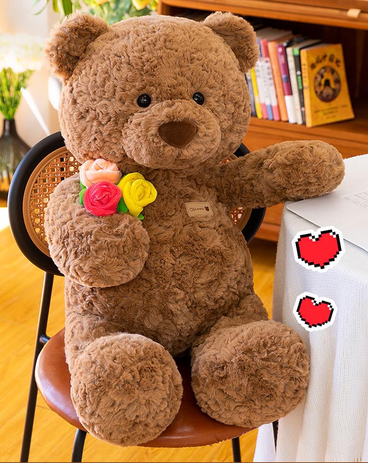 Rose Bouquet Bear Plush Doll - Cute Gift for Couples & Girls