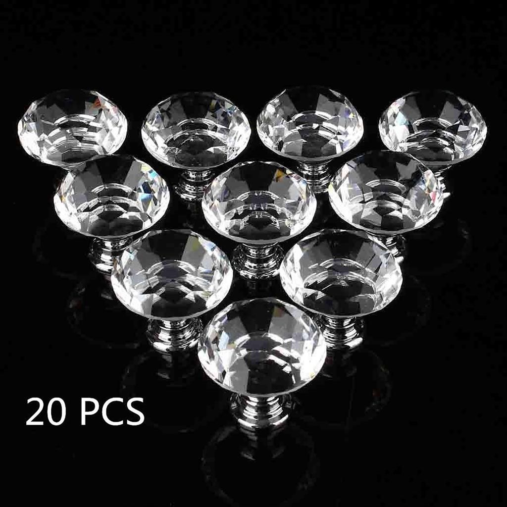 20X 30MM Crystal Cabinet Cupboard Closet Drawer Door Pulls Knobs Handle UZ