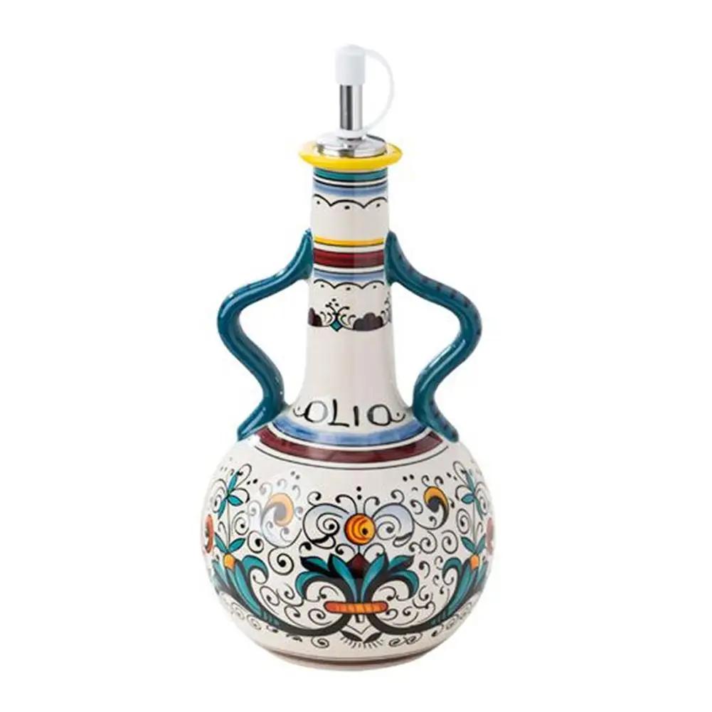

Dual Ear Ceramic Olive Oil Bottle Soy Sauce Vinegar Seasoning Multifunctional Bottle Accessories Kitchen Kitchen Drainage Y7S3