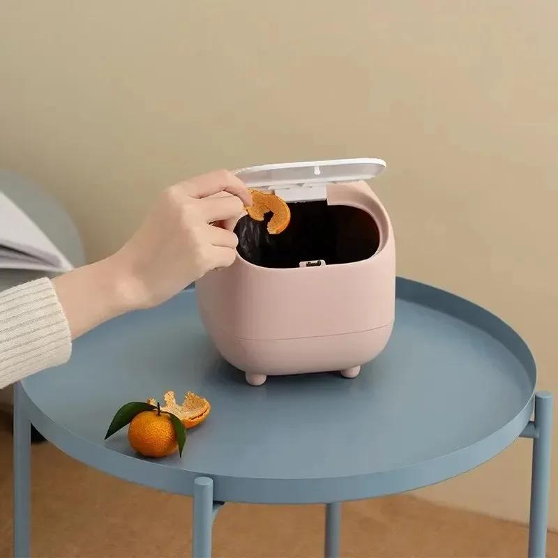 1Pcs Ninja Desktop Trash Can Bedroom Office Mini Storage Cover Press Type Car Tissue Basket Cute Safety Material