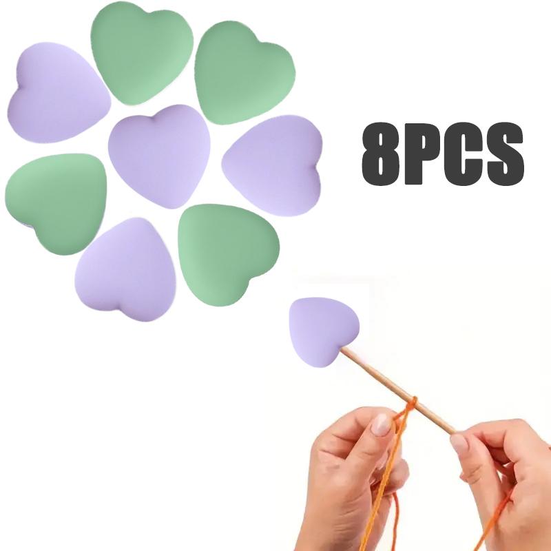 8/10/12PCS Multicolor Heart Stitch Needle Tips Stoppers Silicone Knitting Needle End Caps Cute Knitting Needle Point Protectors