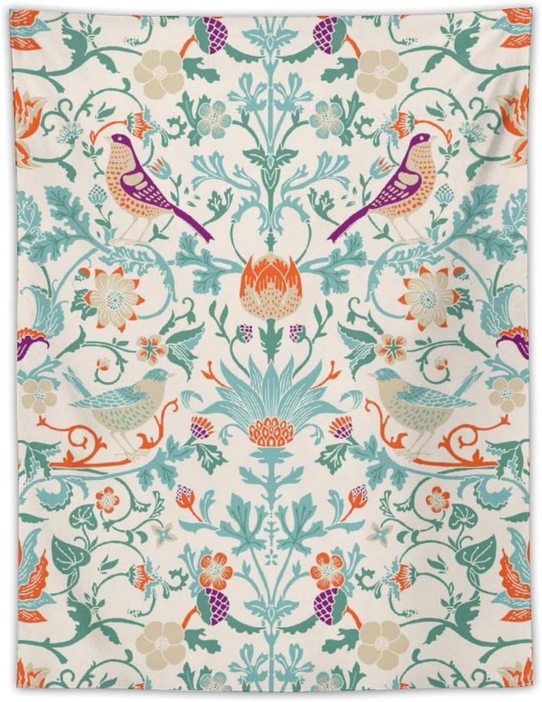 Arazzo da Parete con Piante Vintage, Classico Medievale Vintage Motivo Floreale Moderno Arredamento Murale, Floreale Retrò Arredamento per la Casa Per