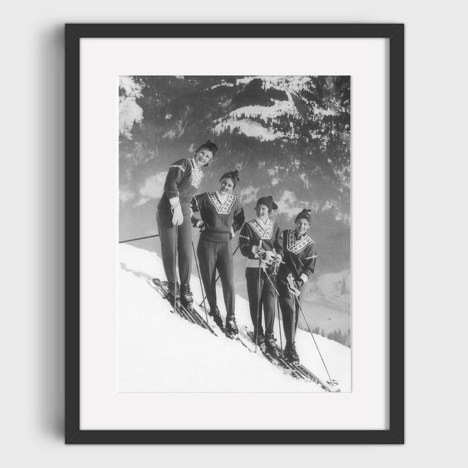 Vintage Ski Photo Print Road Gap Skier Jumps Girls Car Canvas Painting Winter Sports Skiing Art Poster Ski Home Lodge Wall Decor