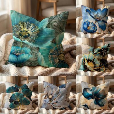 Oil Painting Floral Elegant Cushion Cover Multi-Scene Pillow Cover for Home & Car - Reversible, Soft & Durable for Daily Use