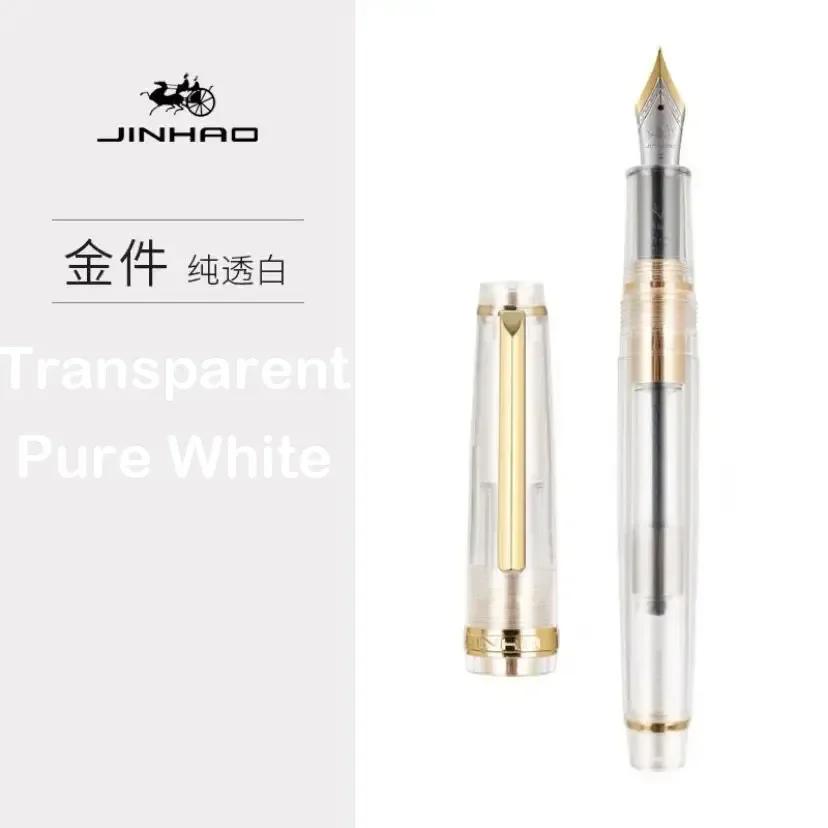 JINHAO 82 Fountain Pen Transparency Pen Spin Golden EF F M Nib Business Office School Supplies Ink Pens Stationery