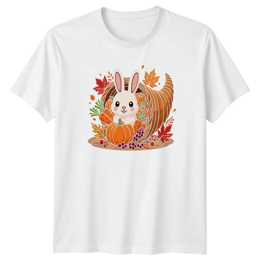 Cute Bunny Harvest Cornucopia TShirt Autumn Thanksgiving Day Gift S