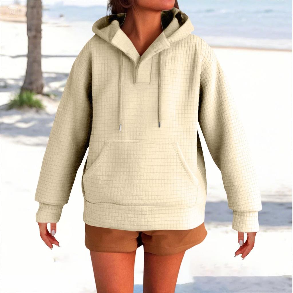 Women's Fashionable Long-sleeved Pullover And Solid-color Hooded Sweatshirt