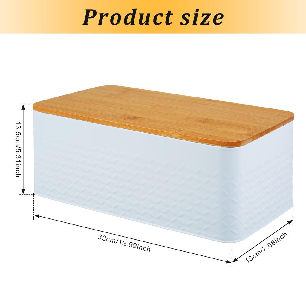 Bread Box with Bamboo Lid Metal Bread Bin Kitchen Reusable Breathable Bread Storage Container Dessert Snack Food Box for Home