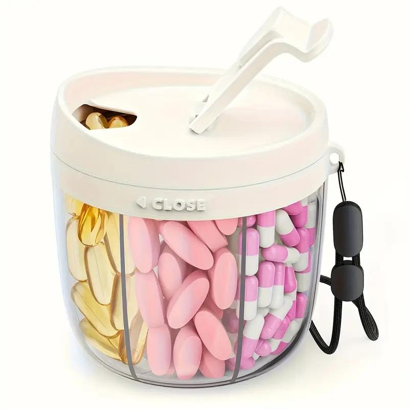 Portable Pill Dispenser Bottle Vitamin Organizer with 7 Compartments Large Capacity Anti-Mixing Wide Openings Design Easy To Use