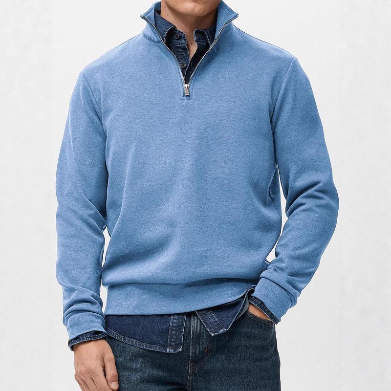 Men's Half Zip Sports Sweatshirt Stand Collar Long Sleeve Casual Pullover Top