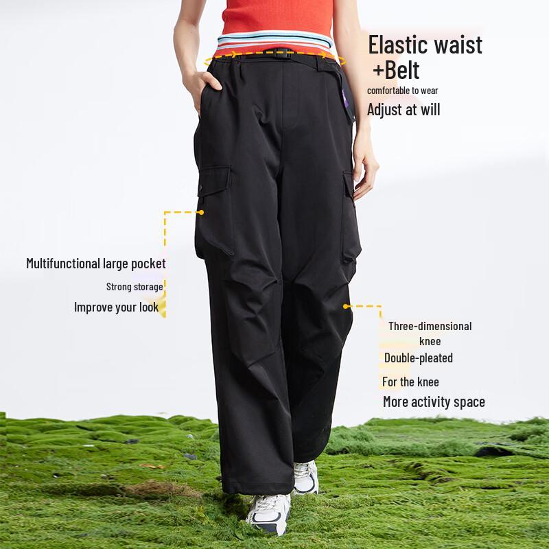 Camel Women's Fleece-Lined Straight-Leg Cargo Pants
