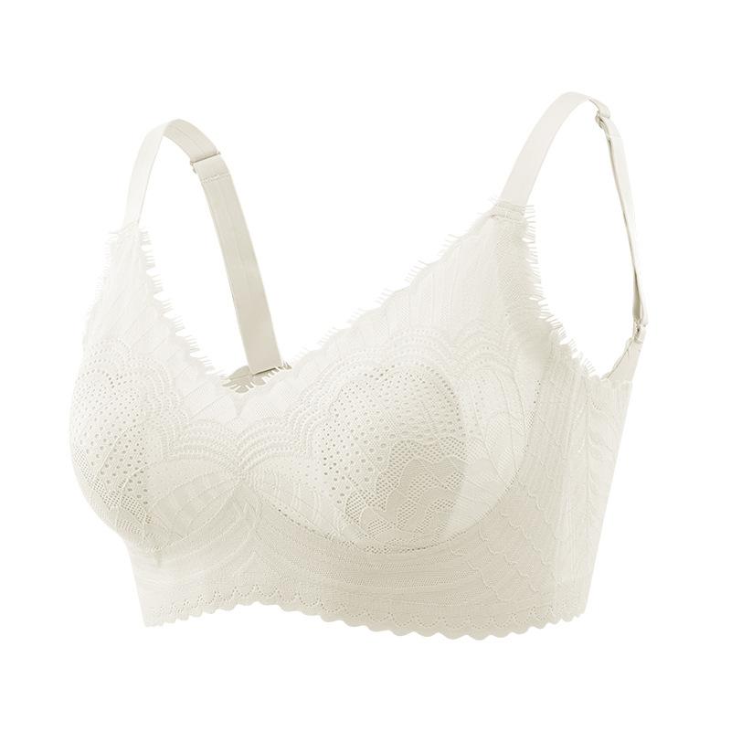 White Floral Lace Comfort Wireless Bra with Adjustable Straps M белый