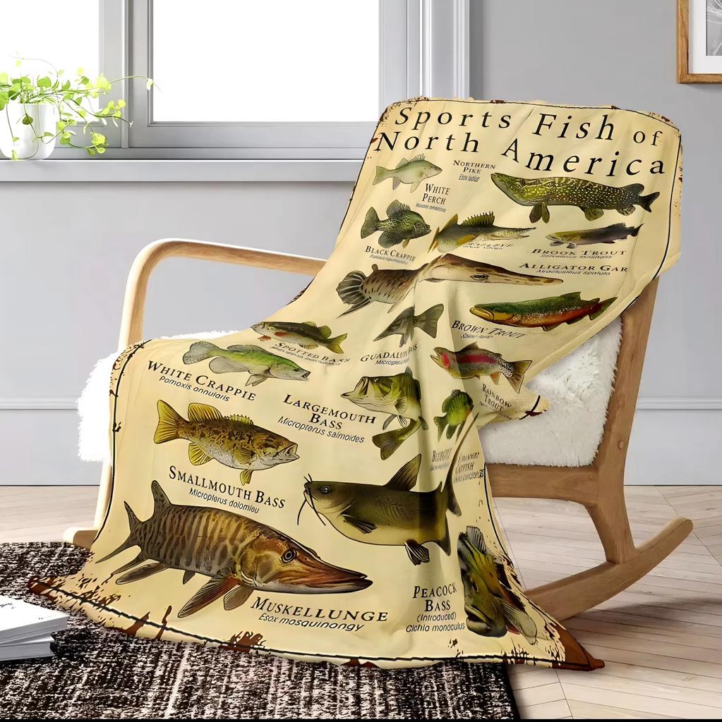 1 Stück Kuscheldecke Sport Fischmuster Flanelldecke für Couch Bett Sofa Gemütlich Bequem Warm Decken Festival Geschenke Familien Dekoration Ganzjahres