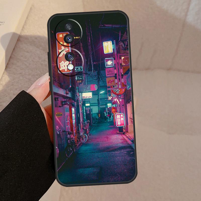 Japanese Night City Aesthetic For Honor Magic V5 5 6 7 Pro Case For Honor 200 400 Lite 50 70 90 X8a X8b X9a X9b X9c Cover