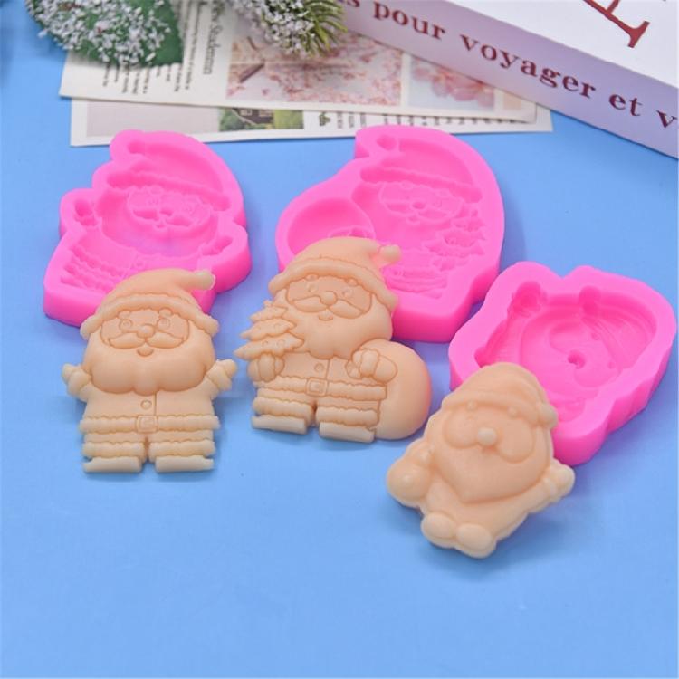3Pcs Christmas Series Silicone Mold Santa Clauses Baking Tools Mould Ornaments