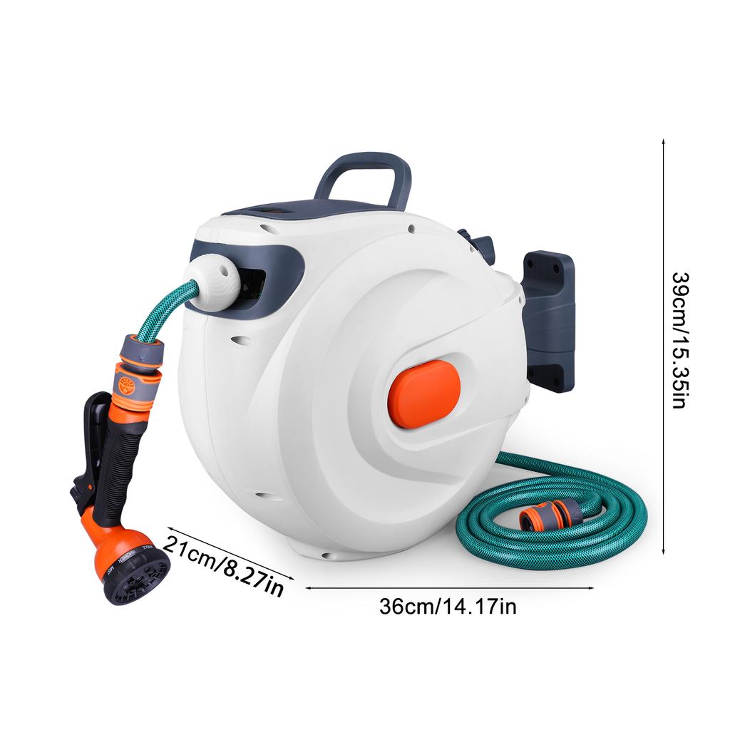 65 Ft Retractable Garden Hose Reel Automatic Hose Reel Slow Return System Telescopic Water Hose Reel 2 Modes for Garden Watering