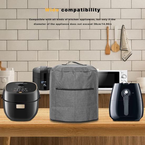 Air-Fryer Dust Cover with Handle Side Pocket Large Capacity Washable Dust-proof Protective Solid Color Pressure Cooker Rice Cooker Dust Bag Kitchen