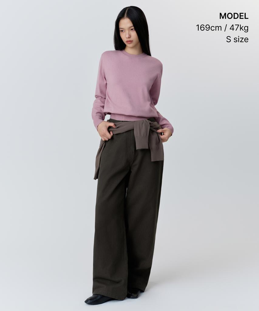 MUSINSA STANDARD WOMAN Women'S Essential Round Neck Knit [Smoke Pink]