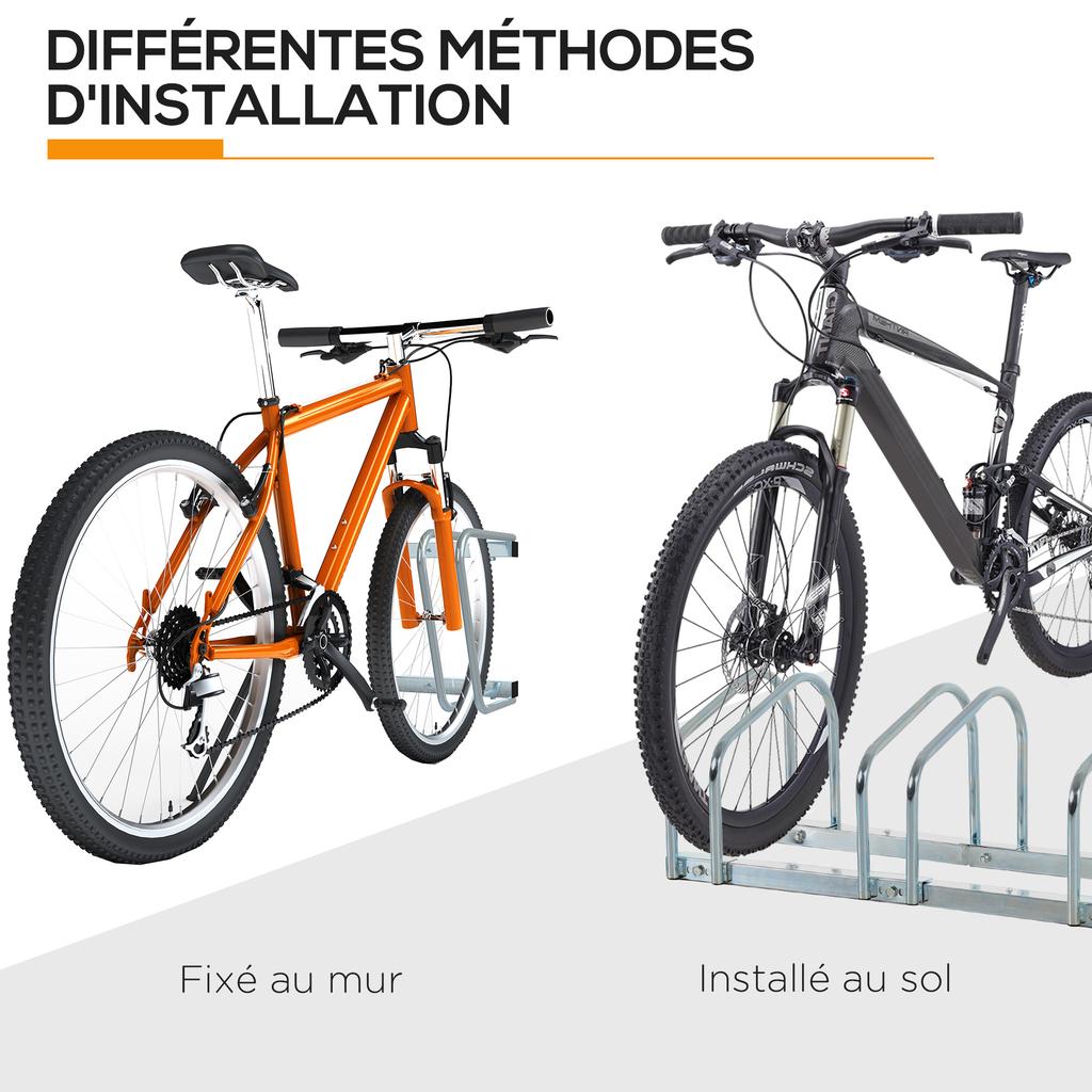 Bike Stand Parking Rack Floor or Wall Mount Bicycle Cycle Storage Locking Stand (5 Racks, Silver)