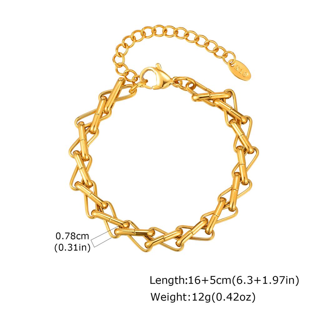 316L Stainless Steel Chunky Chain Bracelet for Women, 18k Gold Plated Waterproof Stackable Jewelry