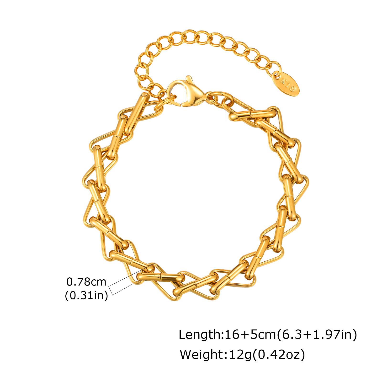 316L Stainless Steel Chunky Chain Bracelet for Women, 18k Gold Plated Waterproof Stackable Jewelry