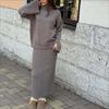 2025 Autumn Women's High Neck Knit Sweater and Straight Skirt Set