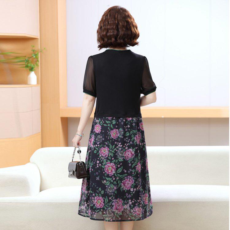 2026 Summer Short Sleeve V-Neck Floral Two-Piece Look Dress  