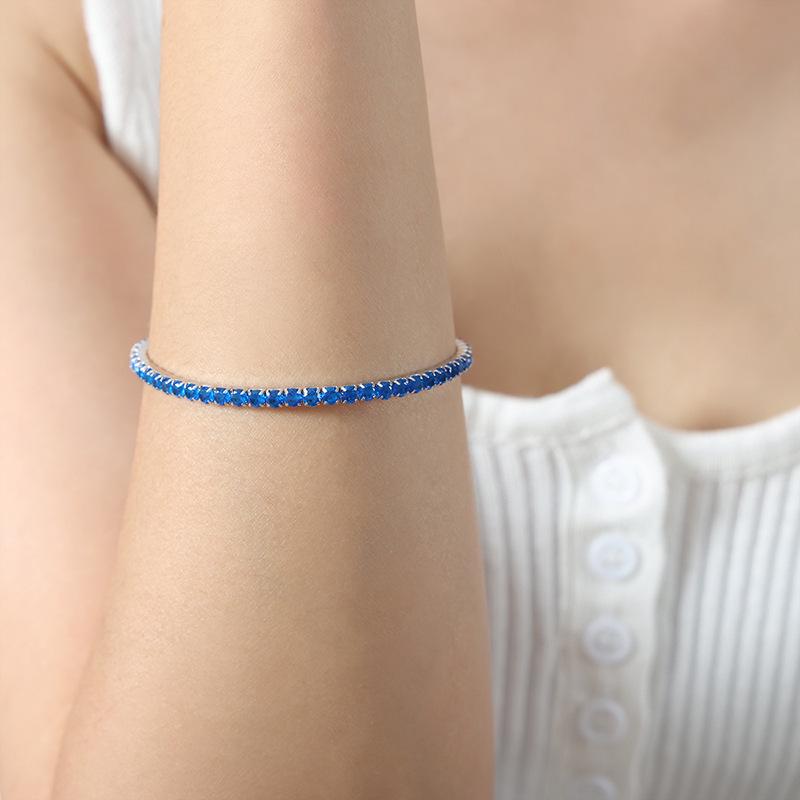 Colorful Elastic Zircon Bracelet: 18K Gold-Plated Titanium Steel, Versatile & Elegant for Women