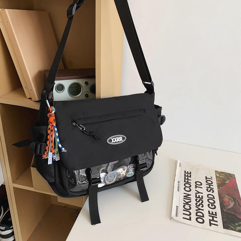New Students' Class Bag Leisure Postman Bag Transparent Pain Bag Shoulder Bag Hipster Large Capacity Messenger Bag
