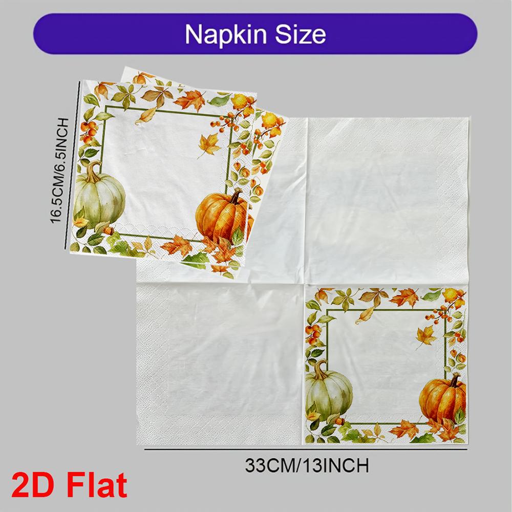 20pcs Disposable Napkins with Pumpkin, Turkey Pattern Print for Wedding,Parties,and Daily Use for Thanksgiving Fall Christmas Table Decoration