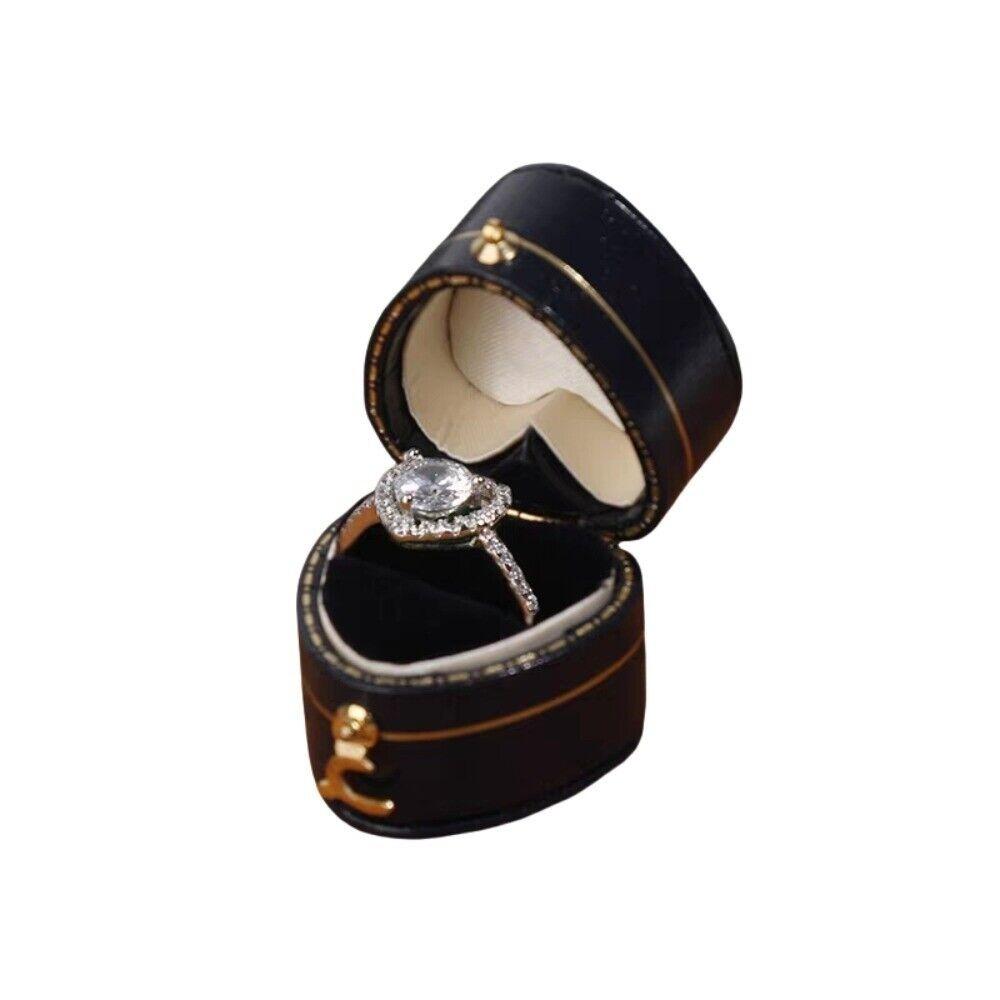 Tragbare achteckige Ohrringe Ringbox Quadratische hochwertige Schmuckvitrine Herzförmige Schmuckschatulle Hochzeit