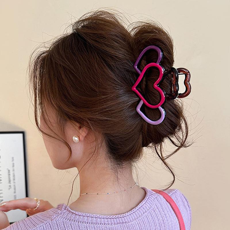 Pinces à cheveux cœur couleur contrastée pour femmes Pince à cheveux Pinces à cheveux Barrettes Filles Accessoires pour cheveux Coiffure Cadeaux
