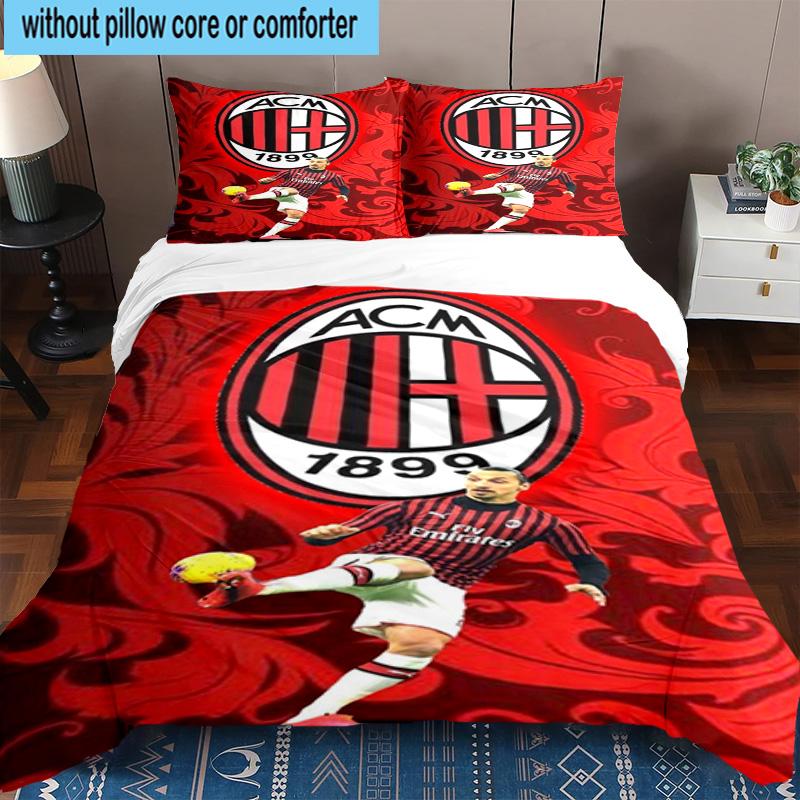 3PCS Ac Football Club 3pcs Bedding,Including 3PCS Duvet Cover And 2pcs Pillowcases Perfect for Christmas,Ideal for Bedroom, Dormitory