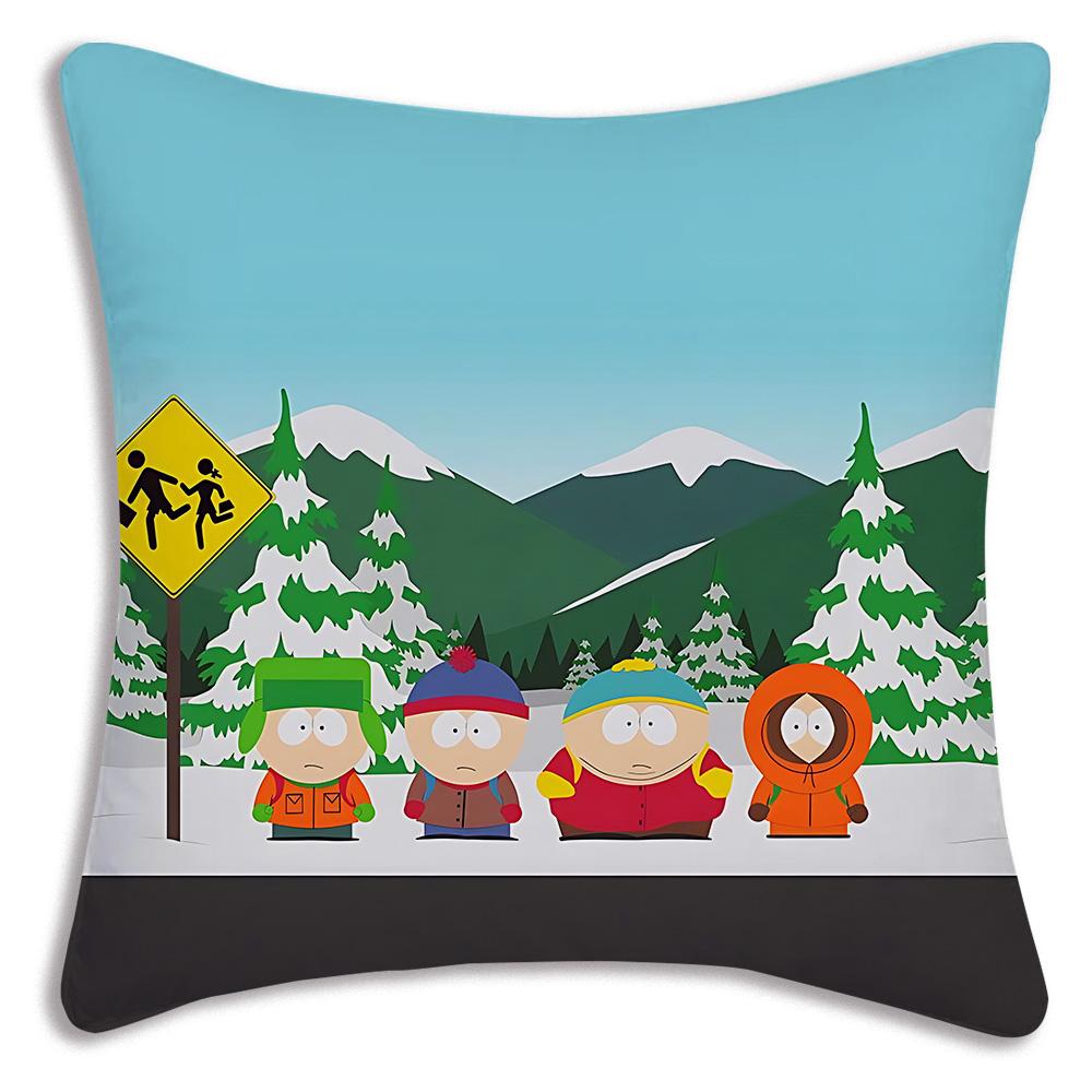Hot Funny Anime S-Souths Park Pillow Covers Cartoon Sofa Decorative Home Double-Sided Printing Short Plush Cute Cushion Cover