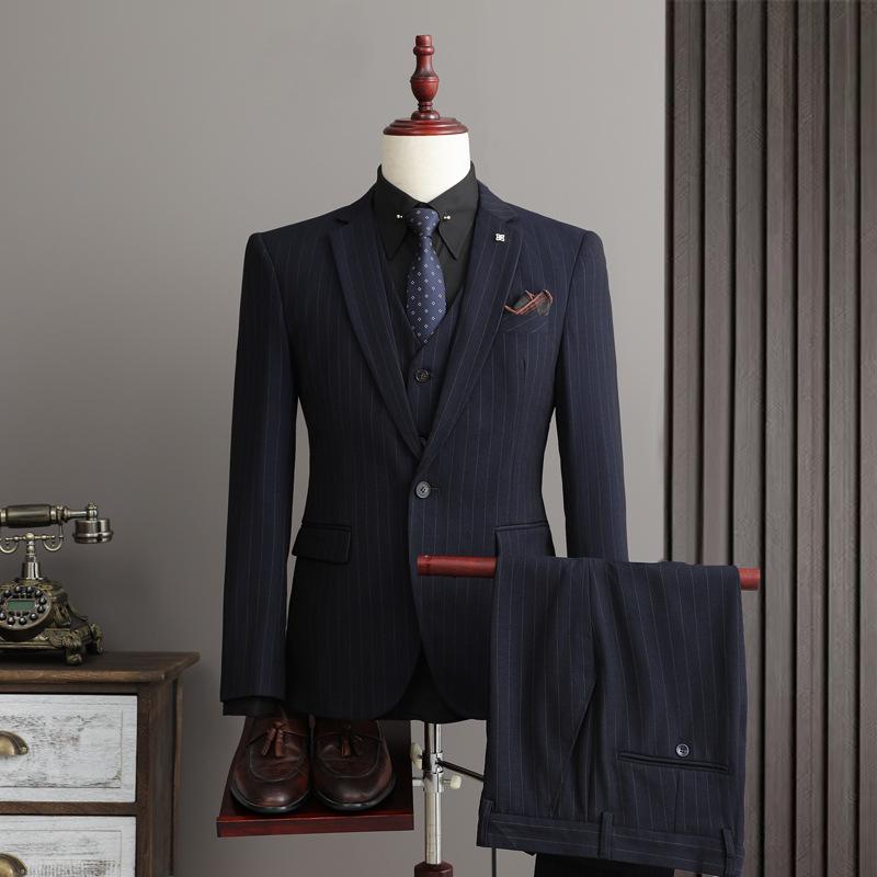 Men's Striped Slim Fit Plus Size Business Casual Suit Set SJT9961-P285