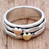 Vintage Hand Carved Heart Women's Ring Three Color Metal Geometry Daily Wear Party Jewelry Anniversary Gift