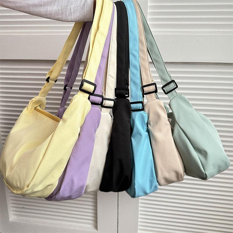 New Candy Color Waffle Art Student Versatile Simple Daily Women's Shoulder Crossbody Bag