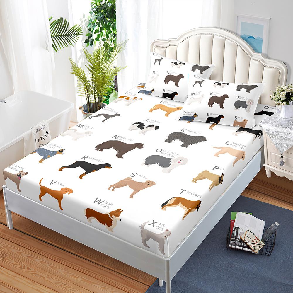 Mattress Three-Piece Illustration Cartoon Bedspread Pillowcase Mattress Protective Cover