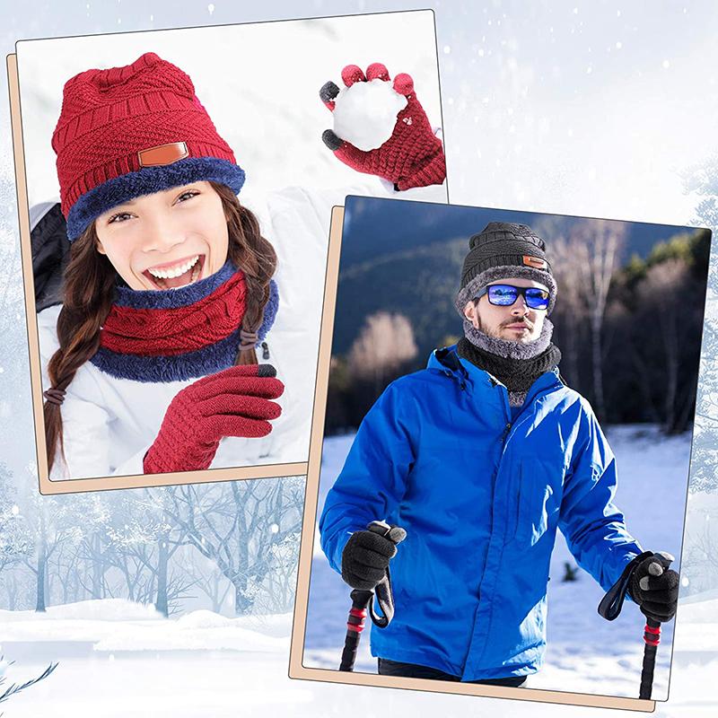 Winter Beanie Hat for Men Knitted Hat Winter Cap Beanie Women Thick Wool Neck Scarf Cap Balaclava Mask Bonnet Hats