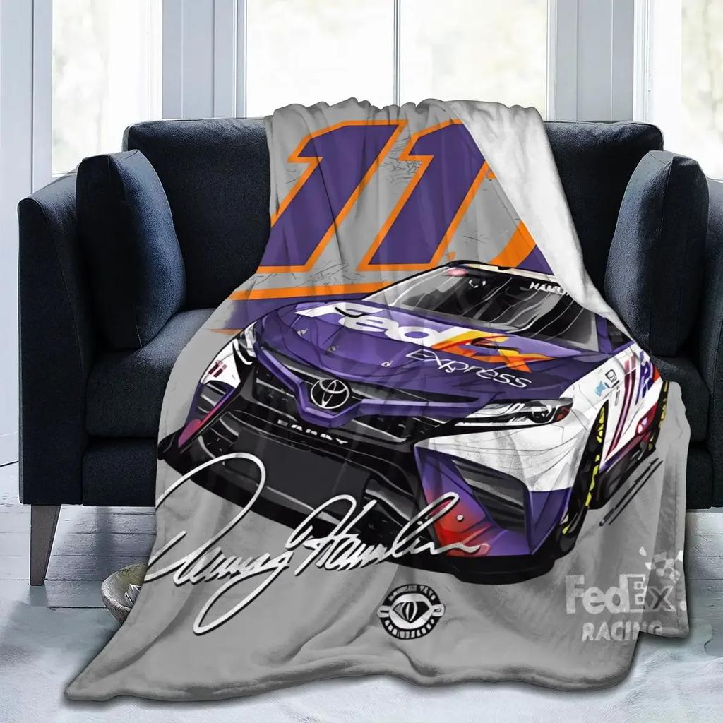 Denny Hamlin 11 All Season Fleece Blanket Throw Ultra Soft Flannel Blanket Digital Printed Premium Fluffy Microfiber Fleece