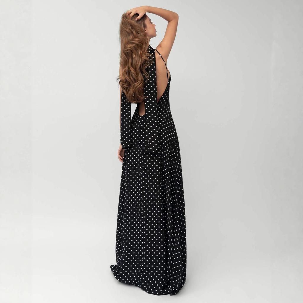 Foreign Trade Summer New Women's Clothing Temperament Polka Dot Sexy V-neck Suspender Backless Dress Long Dress Women