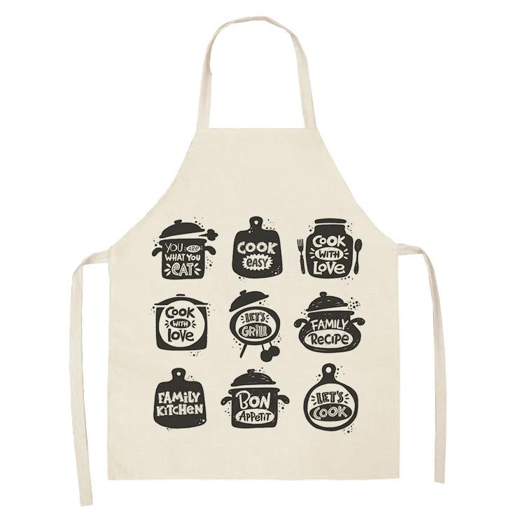 Cake Letters Women's  Kitchen Cotton Linen Apron Black Bib Household CleaningCooking