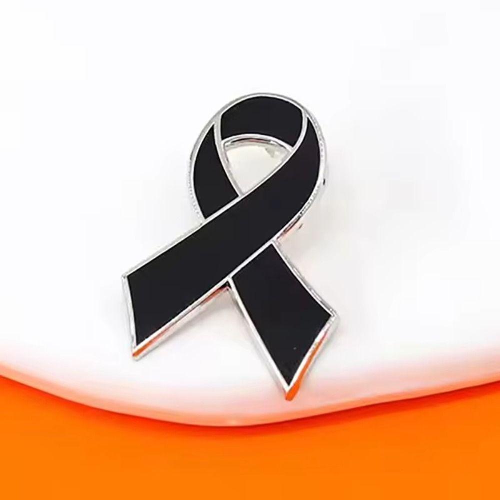 Rak Czerniak Czarna Wstążka Przypinka Rak Skóry Czarna Kokardka Broszka Przypinka Pogrzeby Przypinka Pamięci Pogrzeb